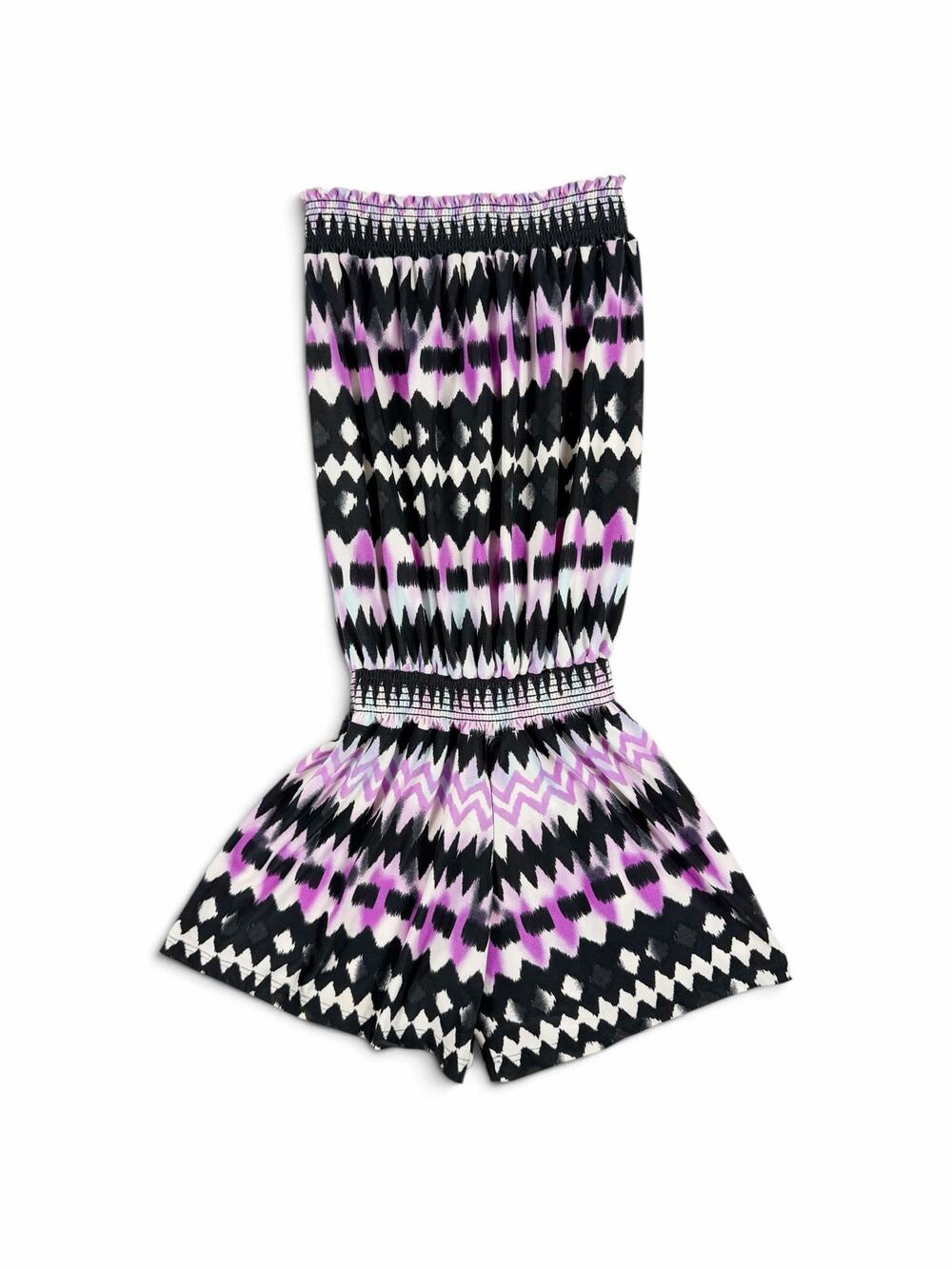 So Nikki Girls Strapless Romper Purple Black Geometric Size 14 (Large)